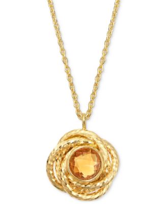 2-Pc. Set Citrine Love Knot 18" Pendant Necklace & Matching Stud Earrings (1-3/4 ct. t.w.) in 14k Gold-Plated Sterling Silver (Also in Sky Blue Topaz & Amethyst)