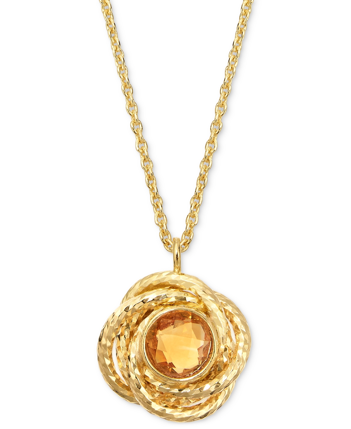 2-Pc. Set Citrine Love Knot 18" Pendant Necklace & Matching Stud Earrings (1-3/4 ct. t.w.) in 14k Gold-Plated Sterling Silver (Also in Sky Blue Topaz