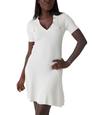 GUESS - Women's Paula Ribbed Polo Sweater Dress
