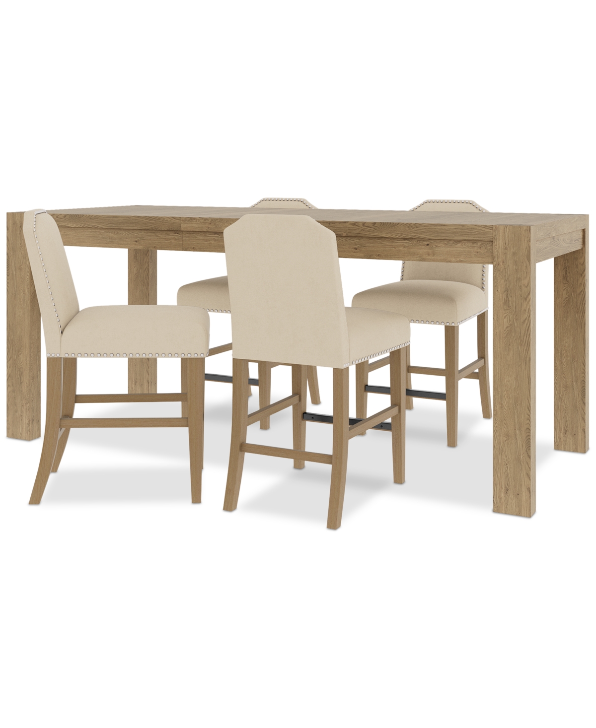 Macy's 5pc Counter Height Dining Set (davie Rectangular Table & 4 Hinsen Stools) In Ivory