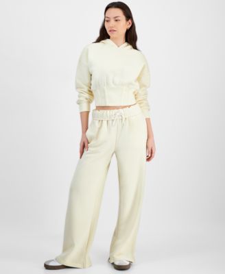 Juniors Corset Style Sweatshirt Wide Leg Sweatpants