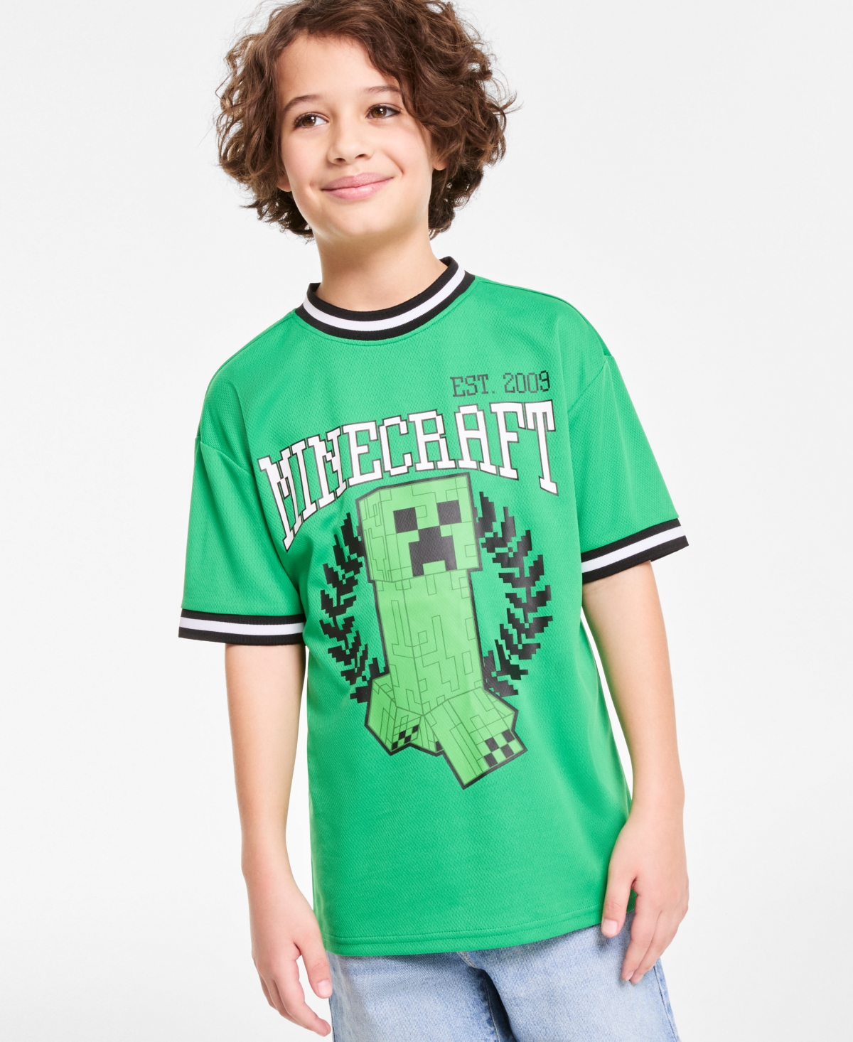 Minecraft Little & Big Boys Team Creeper Soccer Jersey Shirt In Green