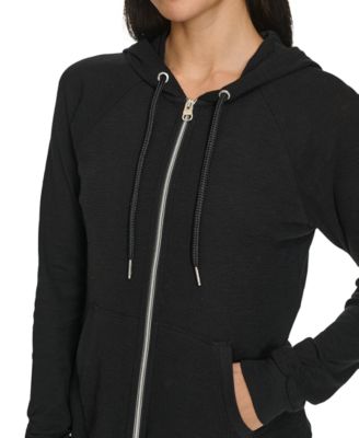 Ruched-Sleeve Zip Hoodie