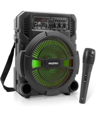 8" Bluetooth Portable PA Speaker & Microphone System with Rechargeable Battery, MP3/USB/SD/FM Radio & LED Lights
