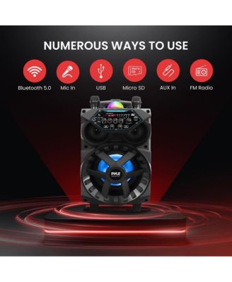 8” Bluetooth Portable PA Speaker with Wireless Microphones, Party Lights & Tablet Stand