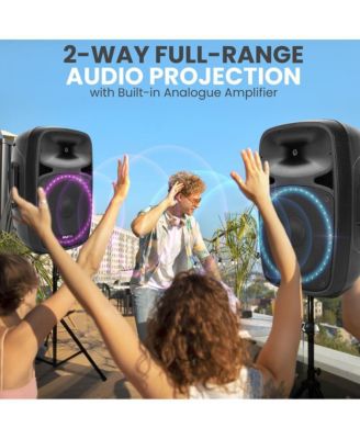 400W Bluetooth Indoor/Outdoor PA Speaker with FM, USB, SD, AUX, Lights, Microphone, Remote