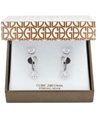 2-Pc. Cubic Zirconia Earring Set in Sterling Silver, Created for Macy's