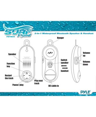 Surf Sound Bluetooth Waterproof Stereo Speaker & Handset for Cell Phones (Black)