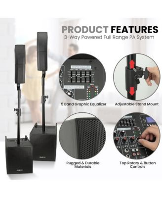 Wireless Bluetooth Streaming Active PA Loudspeaker System with 2x12" Subwoofers & 4 Tweeters