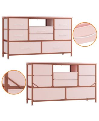 8-Drawer TV Storage Cabinet with Adjustable LED Lights, Electrical Outlets and Spacious Entertainment Center for 55-Inch TV