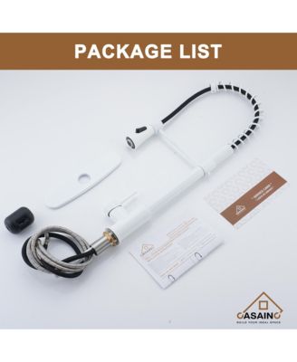 Spring Pull Down Sprayer Kitchen Faucet with Dual-Function Spray Head and Deck Plate