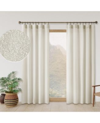 Boucle Light Filtering Back Tab Single Curtain Panel, 52"X96"