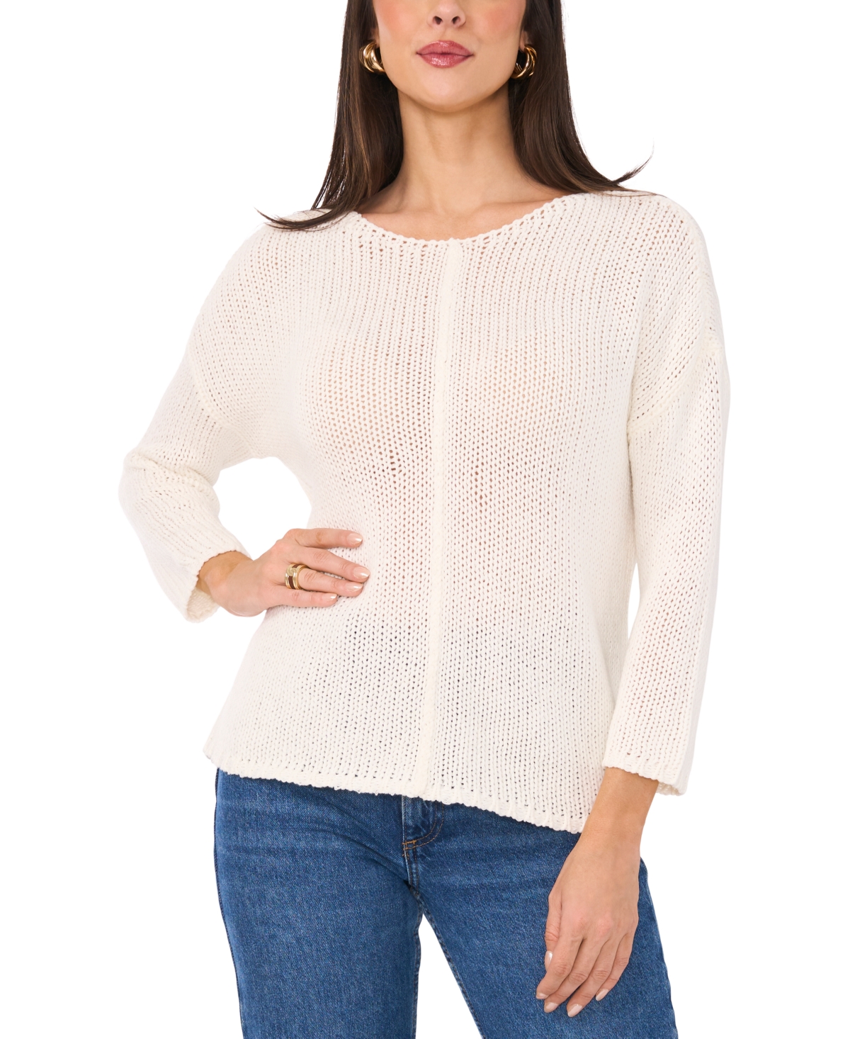 Vince Camuto Boat Neck Sweater In Antique White