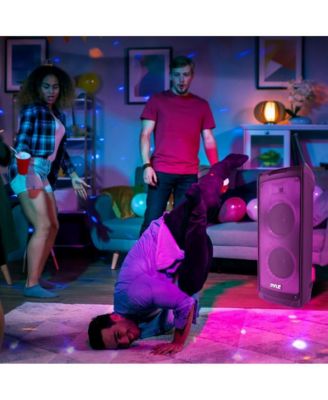 Portable Bluetooth PA Speaker System - 500W Rechargeable Indoor Outdoor Stereo w/Dual 8” Woofer & Tweeter, Audio Recording, Wireless Microphone, Flaming Light, Radio, MP3/USB/Micro SD, Remote