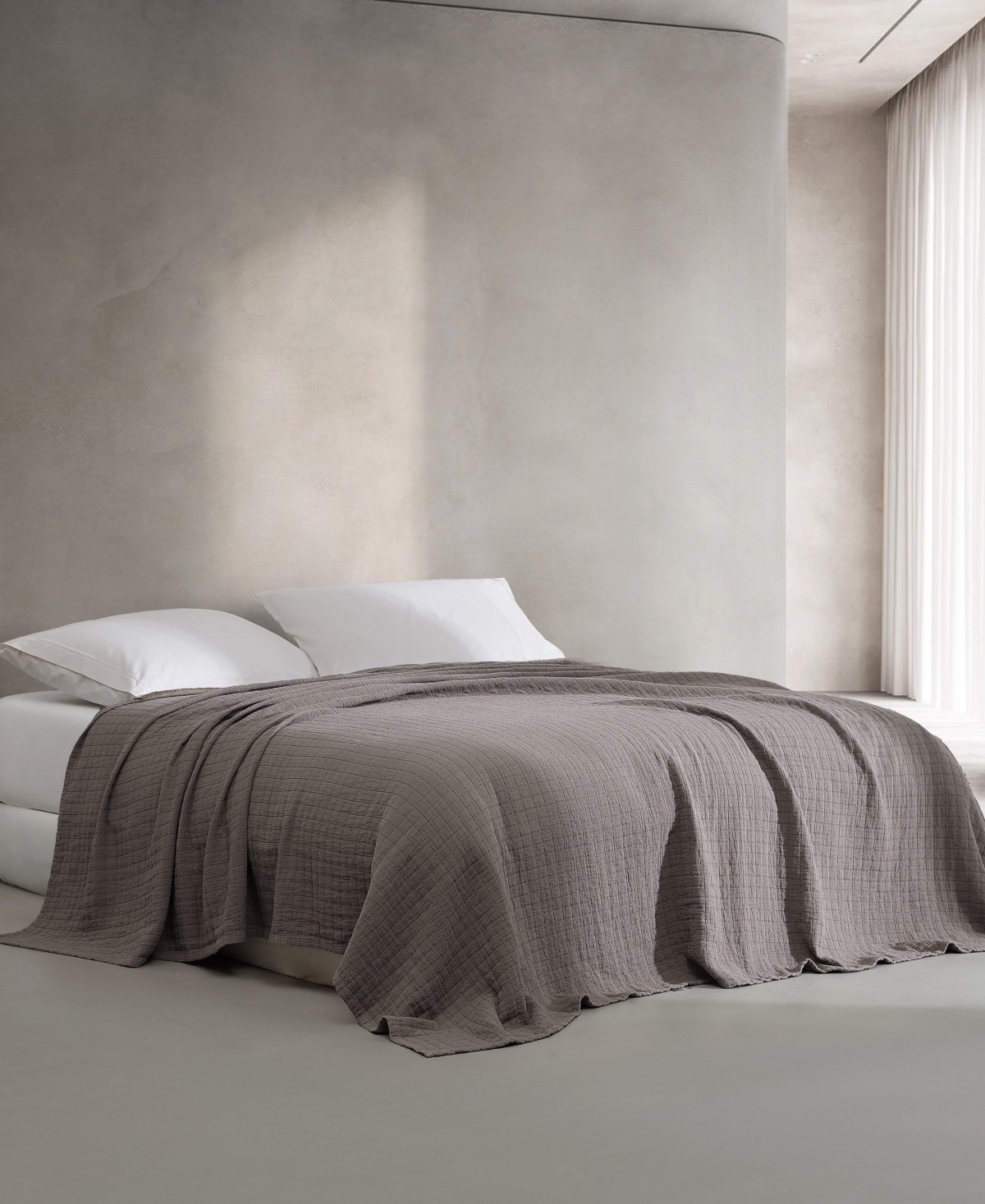 Calvin Klein Essential Garment Washed Cotton Jacquard Coverlet, Queen In Plum