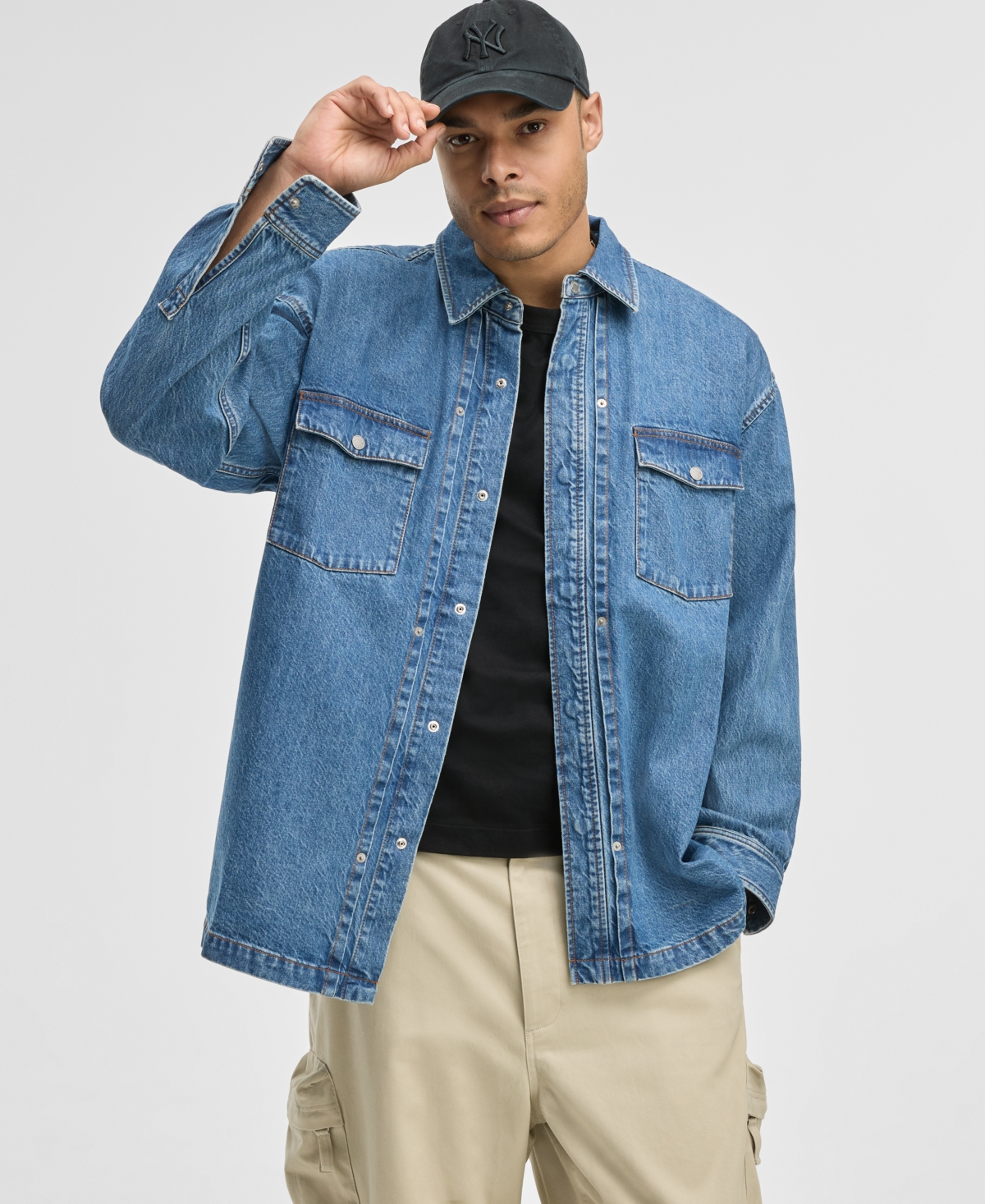 Men's Terrace Relaxed-Fit Denim Shirt, Exclusively at Macy's - Terrace
