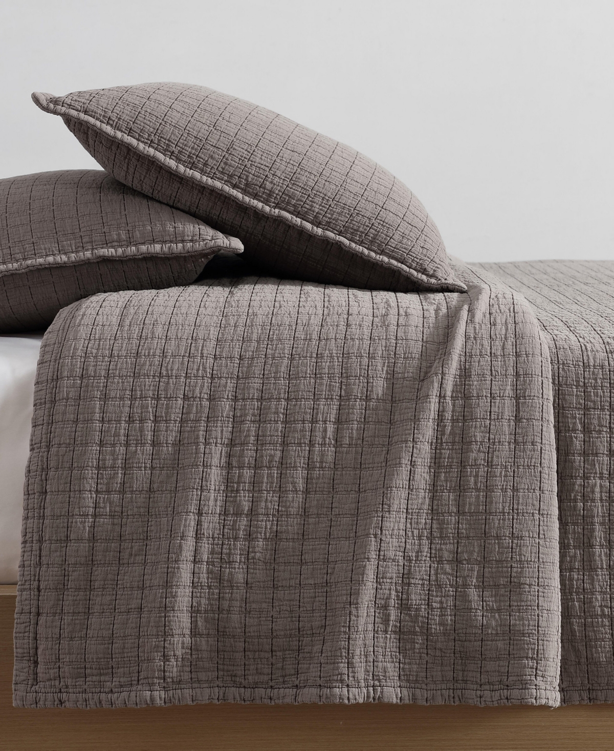 Calvin Klein Essential Garment Washed Cotton Jacquard Coverlet, Queen In Plum