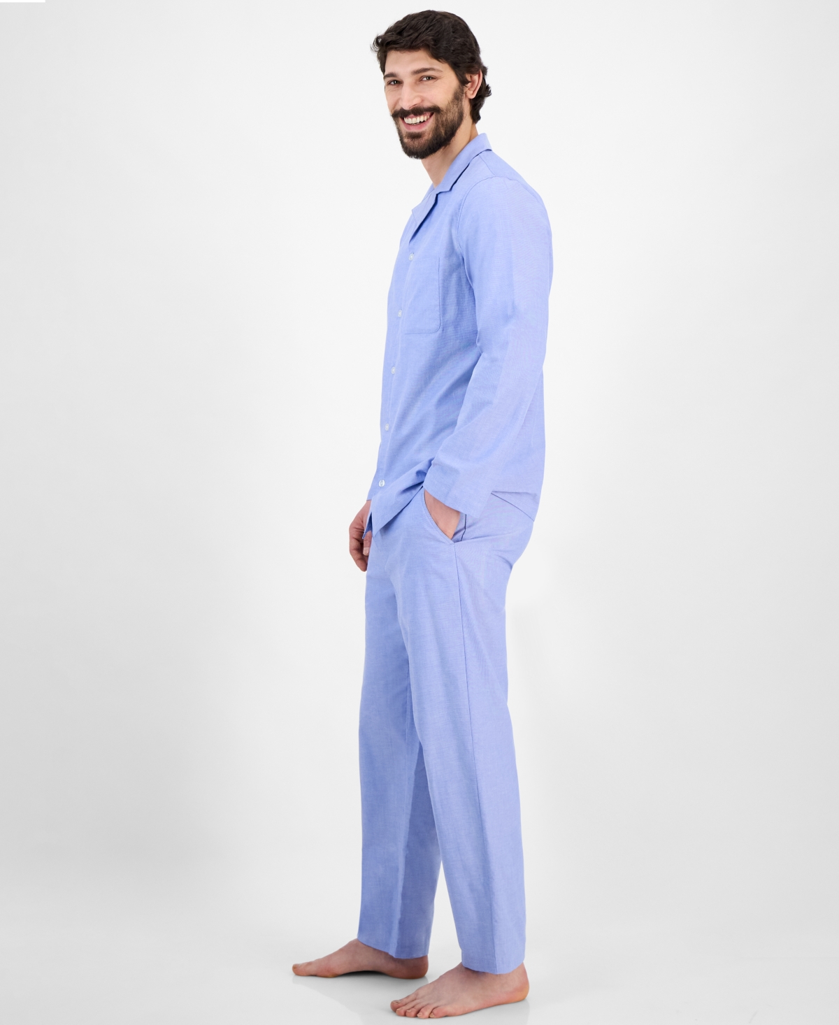 CLUB ROOM MEN'S OXFORD PAJAMA SET, EXCLUSIVELY AT MACY'S 