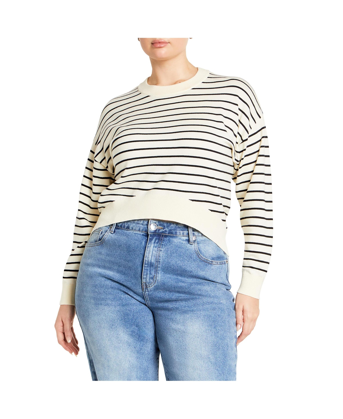Plus Size Stripe Lilia Sweater - Cream stripe