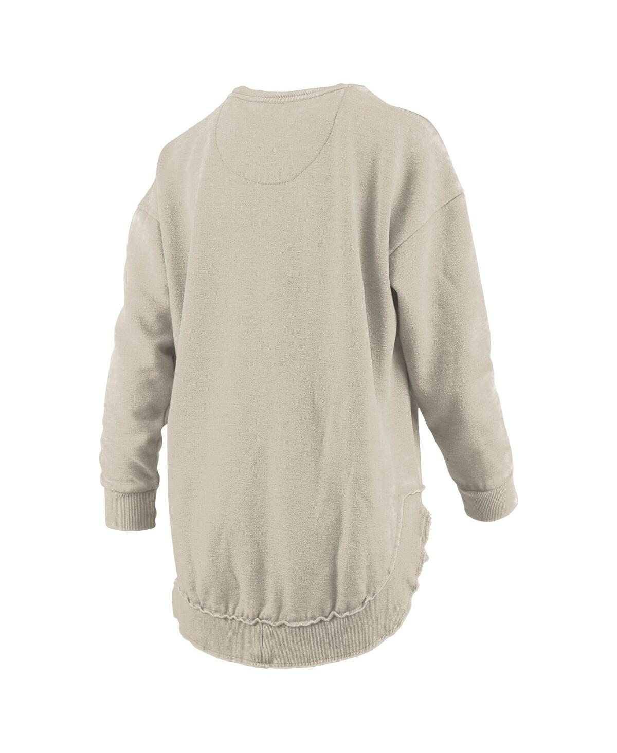 PRESSBOX WOMEN'S TAN TEXAS LONGHORNS PONCHO FLEECE PULLOVER SWEATSHIRT 