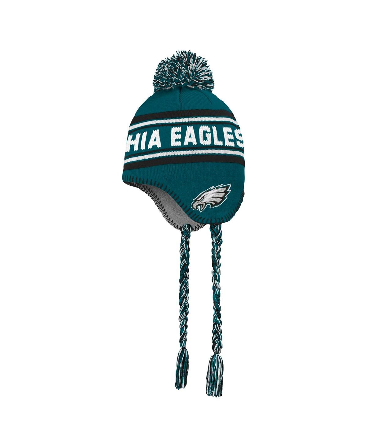Outerstuff Big Boys And Girls Midnight Green Philadelphia Eagles Jacquard Tassel Knit Hat With Pom In Green