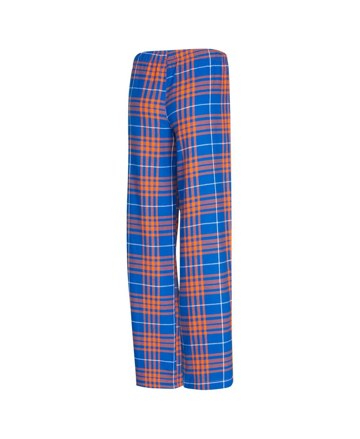 Shop Concepts Sport Women's Blue/orange New York Knicks Vector T-shirt Flannel Pants Sleep Set In Blue,orange