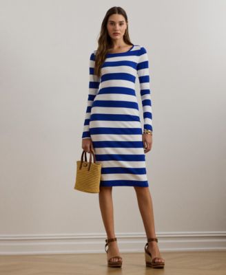 【2024年】お歳暮ギフト Lauren Ribbed Cotton-Blend Striped Women's Lauren Ralph ワンピース