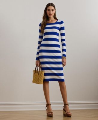 ラルフローレン★Striped Silk-Blend Dress Striped Silk-Blend Dress
