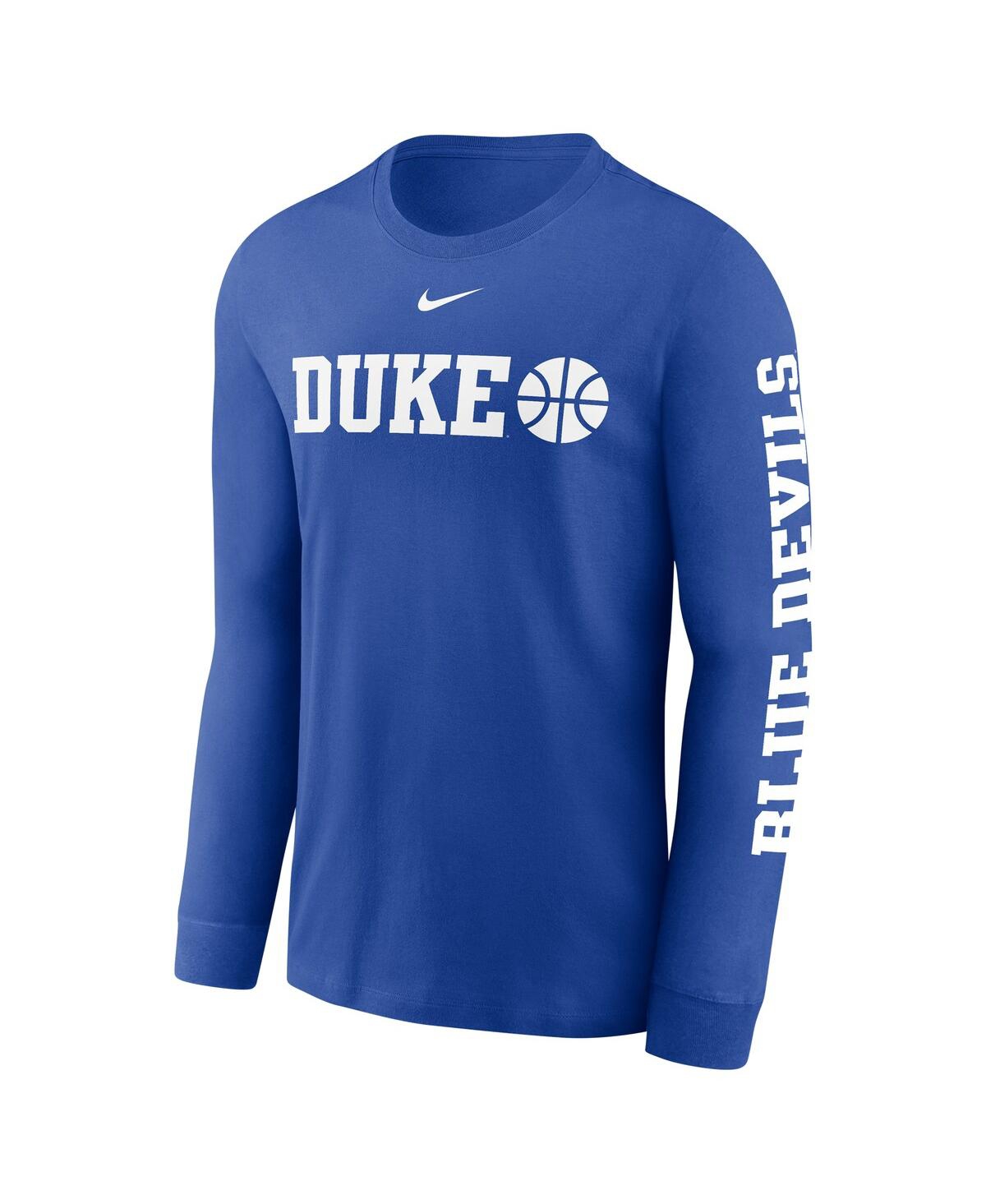 NIKE MEN'S ROYAL DUKE BLUE DEVILS BASKETBALL ICON TWO-HIT LONG SLEEVE T-SHIRT