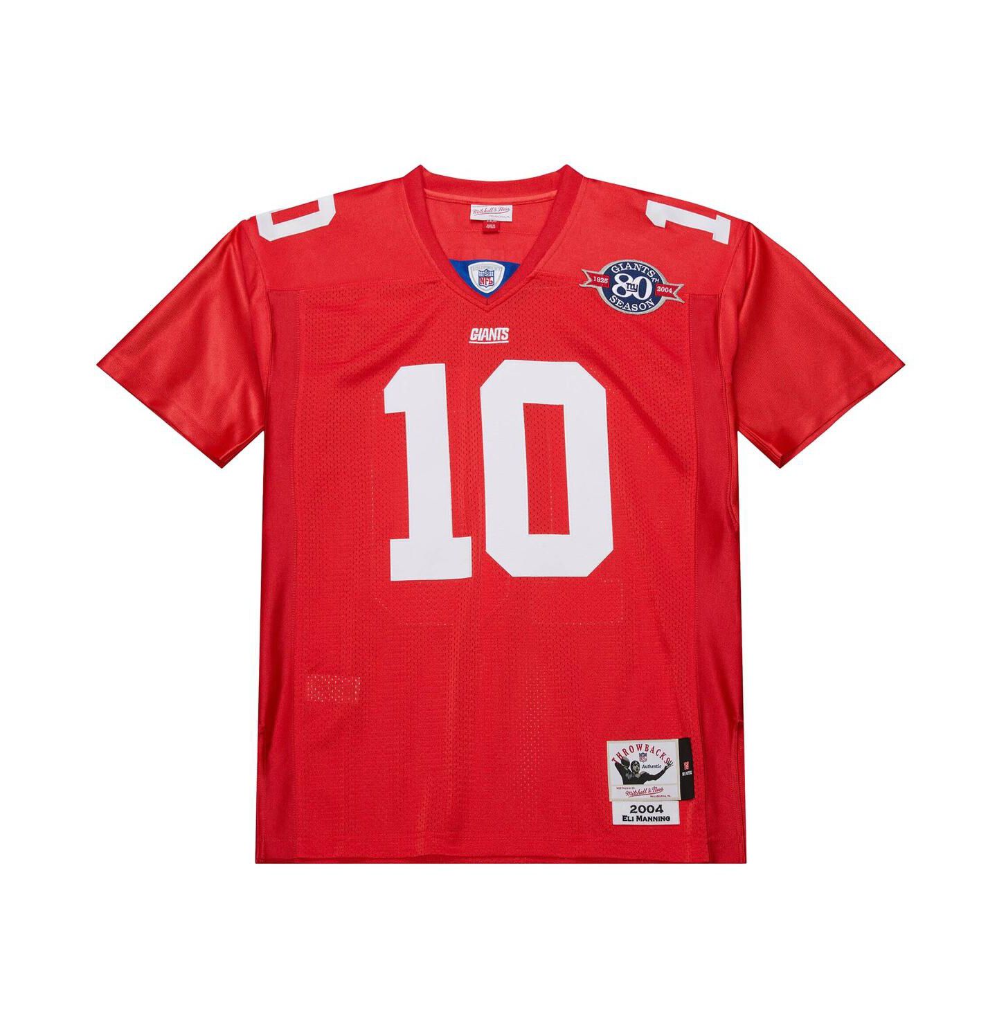 Мужской топ Mitchell & Ness Eli Manning Red New York Giants 2004 Authentic Throwback Retired Player Jersey — фото 5