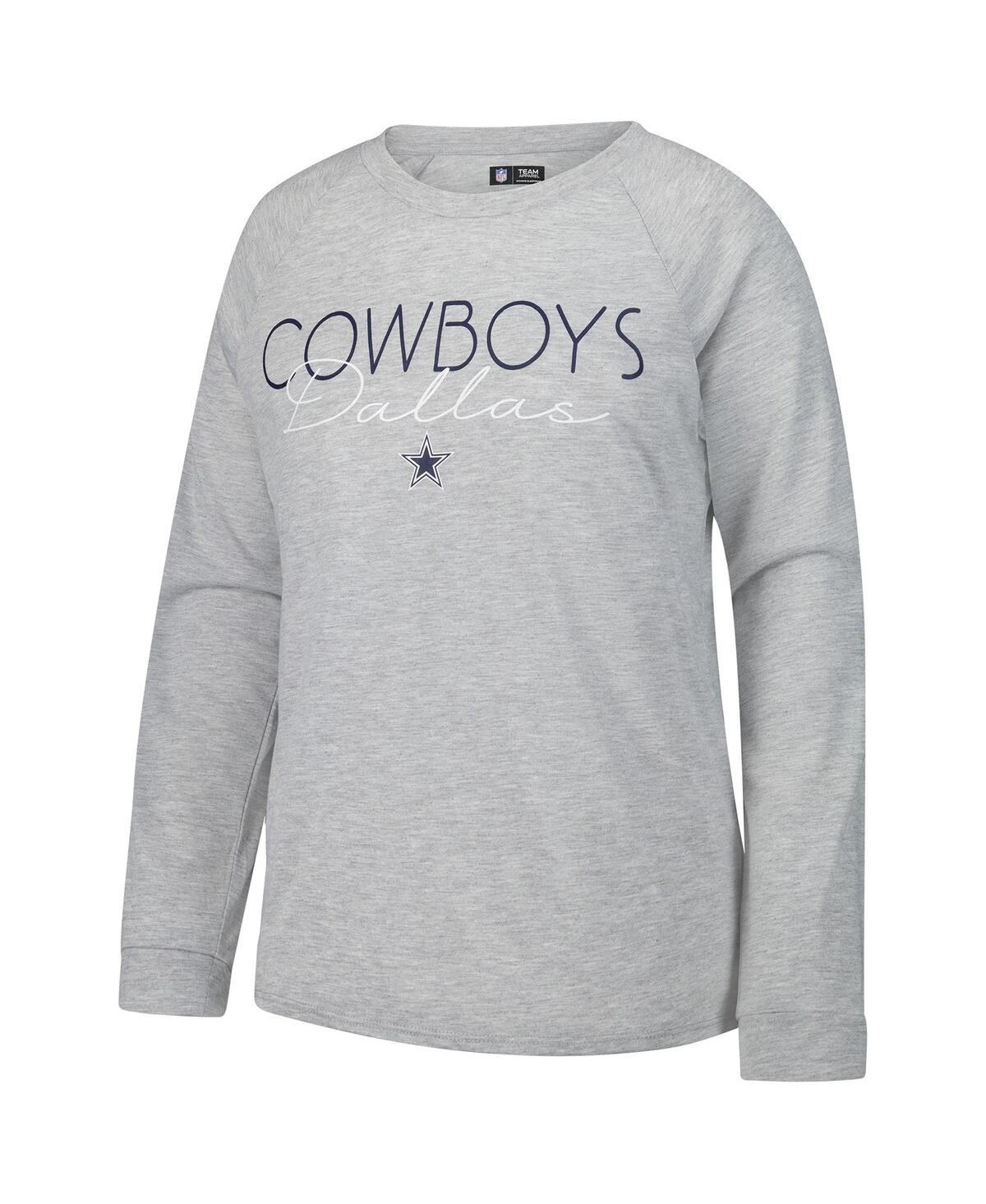 Concepts Sport Women's Navy/gray Dallas Cowboys Petition Raglan Long Sleeve T-shirt And Shorts Set In Navy,gray