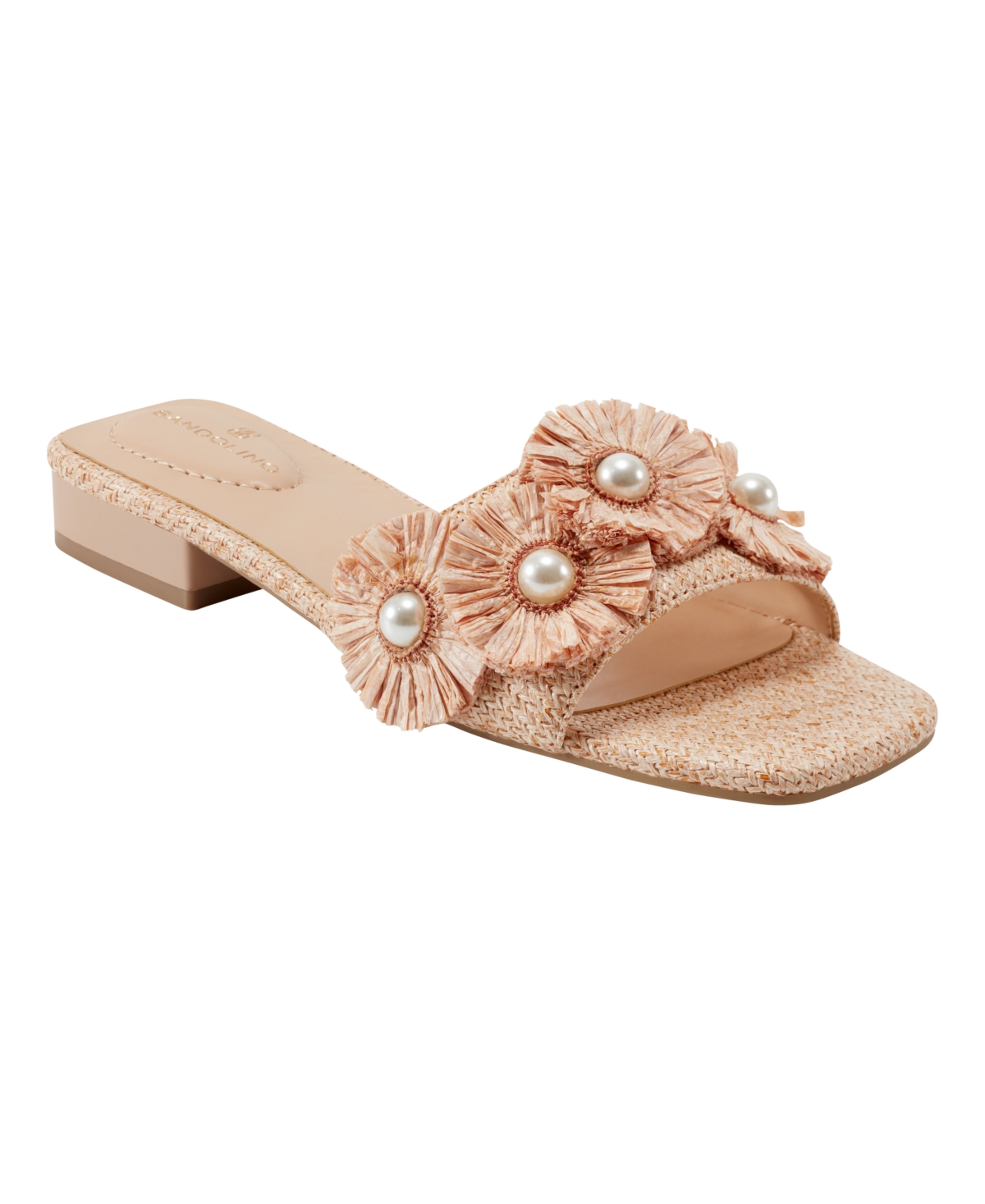 Women's Marcell Flower Raffia Flat Slide Sandals - Light Pink