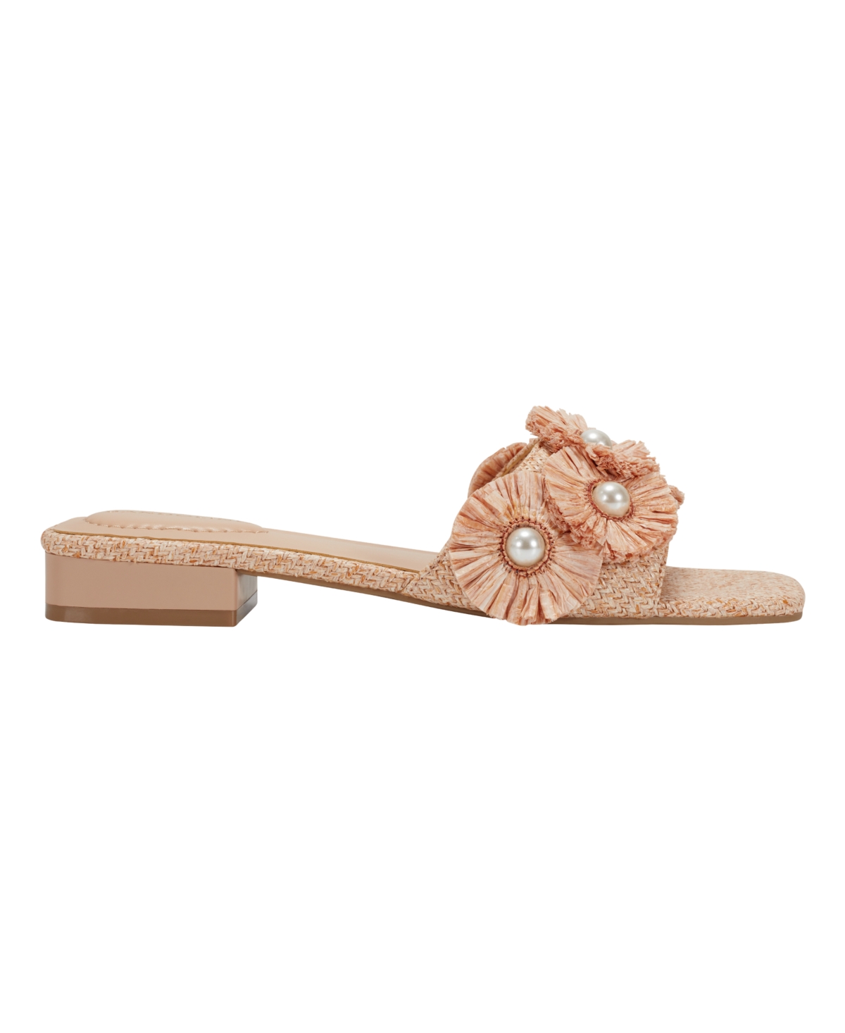 Shop Bandolino Women's Marcell Flower Raffia Flat Slide Sandals In Light Pink