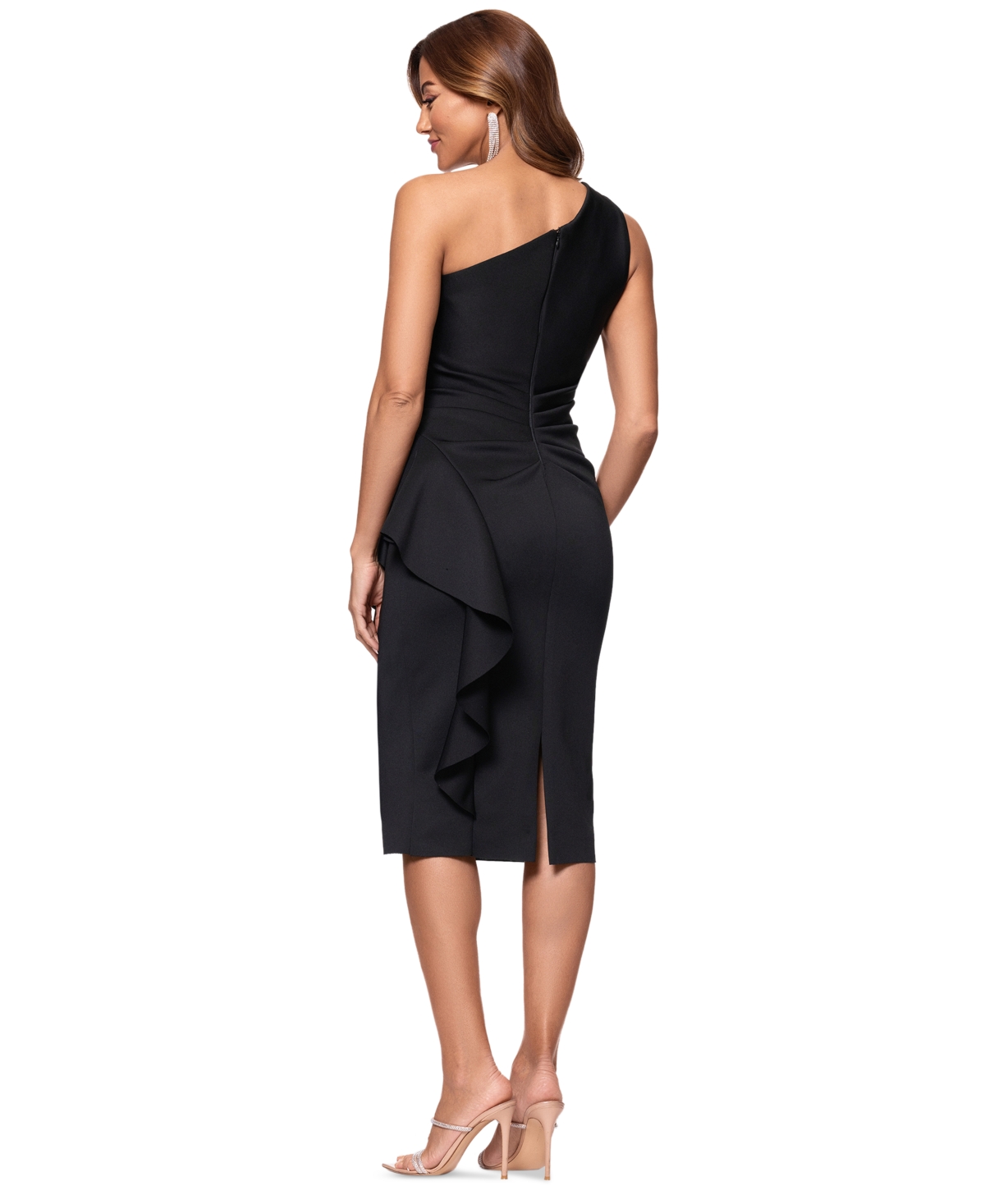 Xscape Women's Ruffled One-shoulder Dress In Black