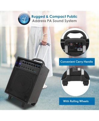 Wireless Portable Bluetooth PA Speaker System with Rechargeable Battery, 400W, LED Lights, and 1/4" Mic Inputs