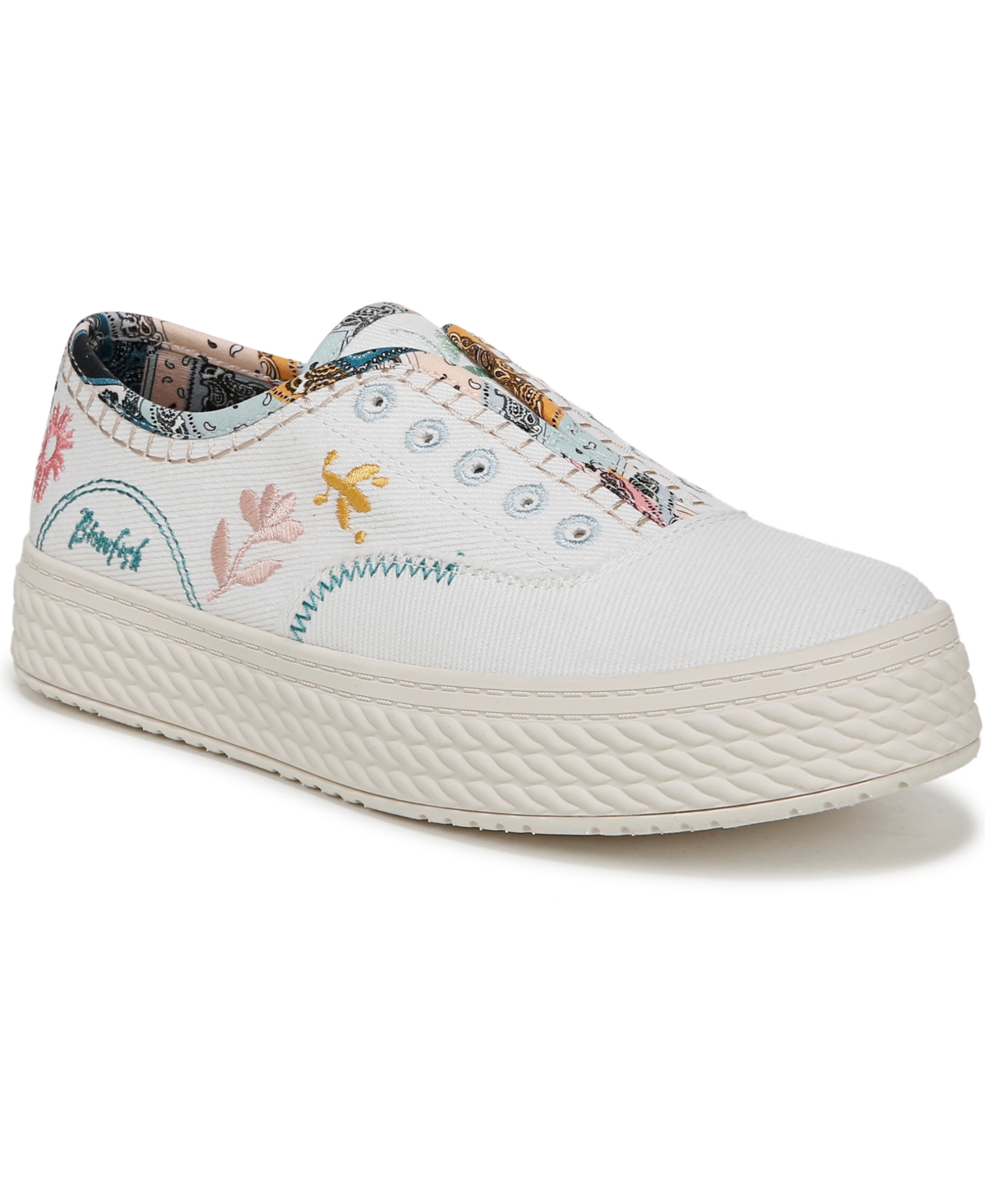 Shop Blowfish Malibu Women's Super Sweet Slip On Platform Sneakers In White Twill Fabric