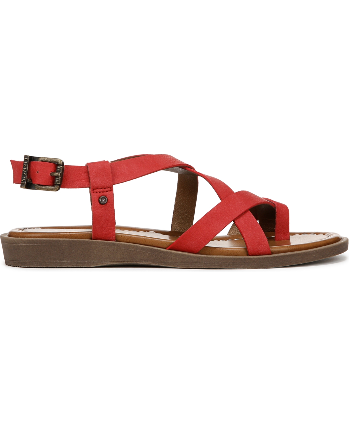 Shop Blowfish Malibu Women's Devon 3 Toe Loop Strappy Flat Sandals In Red Faux Nubuck