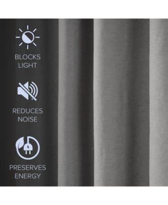 Linen Blend Total Blackout Grommet Curtains Pair, 52"X108"