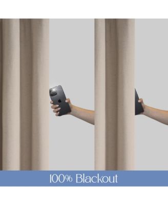 Linen Blend Total Blackout Grommet Curtains Pair