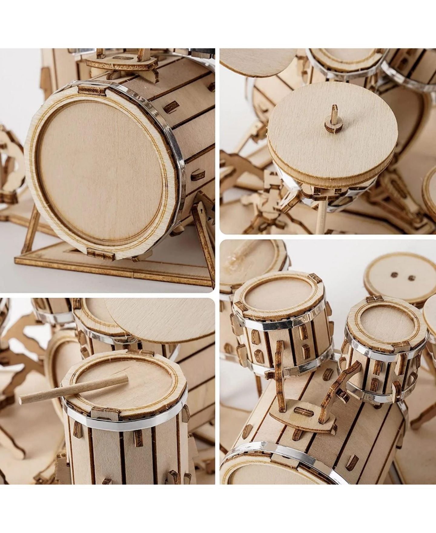 3D-пазл Robotime из дерева «Барабан», сборная модель для подростков, 19 x 13 x 11 см — фото 5
