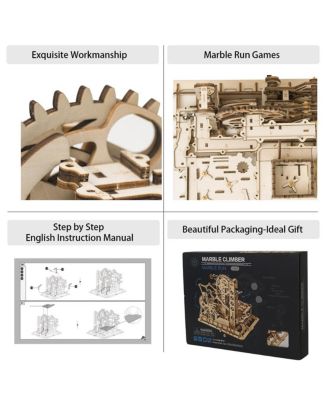 Marble Run Kit 3D Wooden Jigsaw Puzzles Model to Build for Adults Birthday Gift, Beige, 10"9"8"