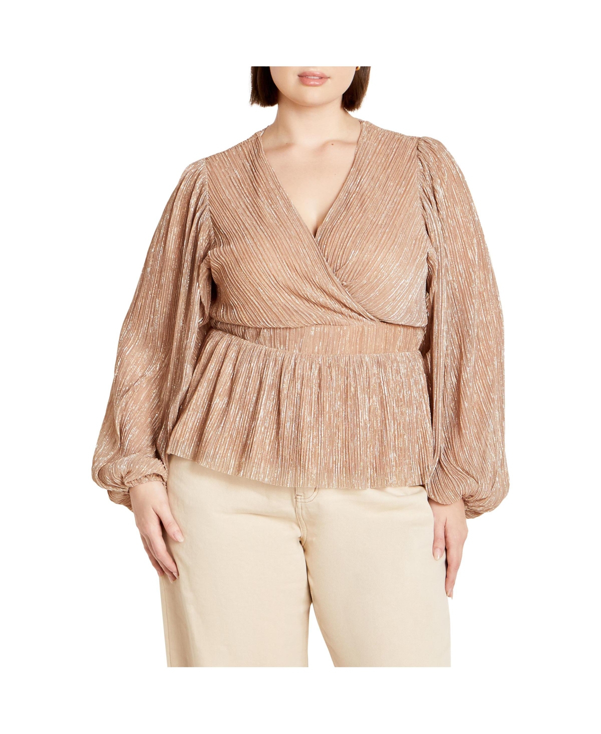 Plus Size Lilian Sparkle Top - Soft blush