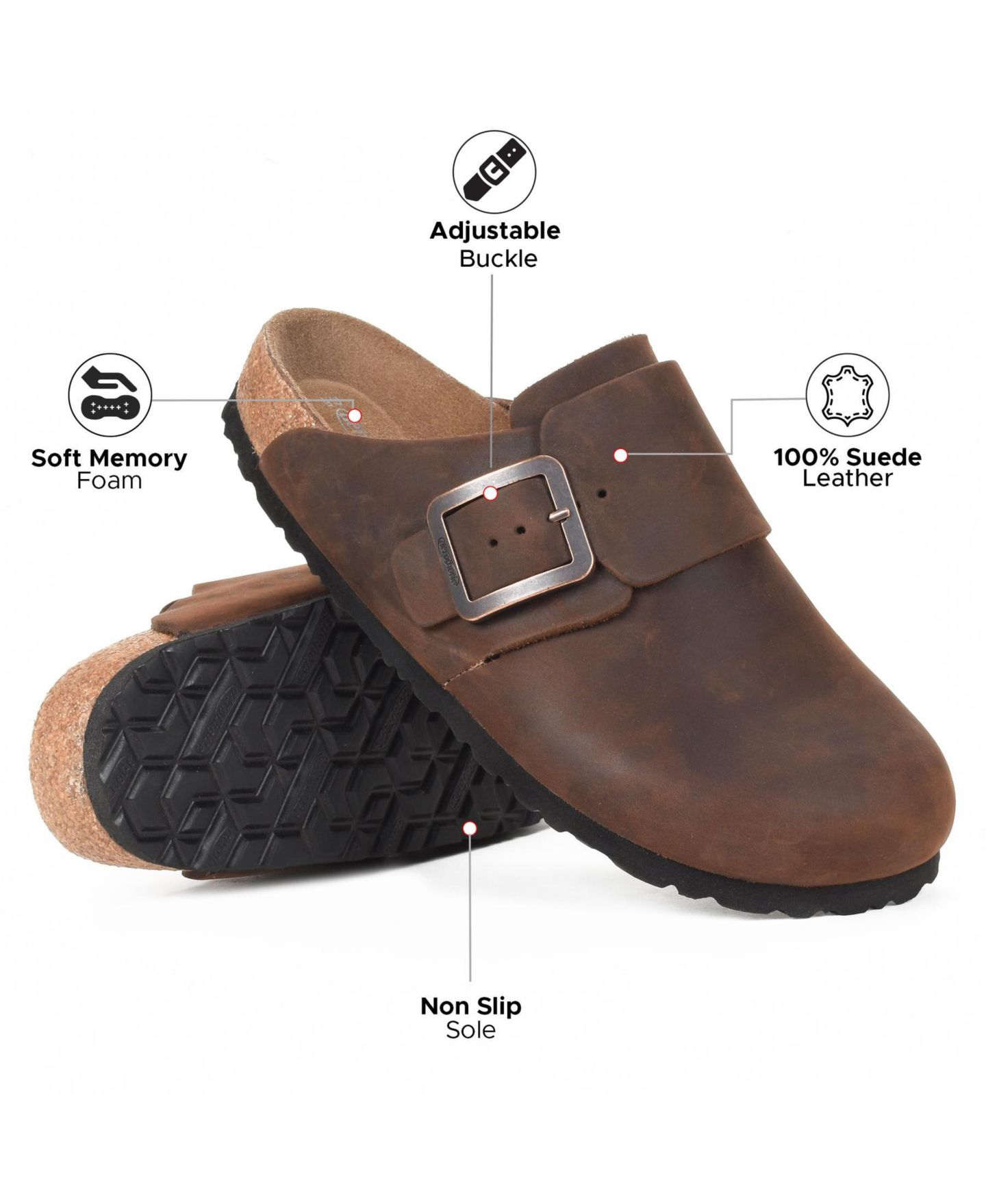 Женские сабо Aerothotic Dakota Genuine Leather Clogs for Women with Arch Support, цвет: Коричневый — фото 3