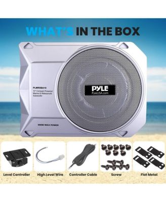 10” 900W Slim Active Marine Subwoofer, Low-Profile, Waterproof Design