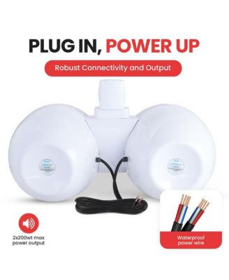 8'' Dual Marine Wakeboard Speaker System with LED Lights, Water Resistant, White