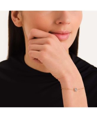 Crystal Letter Bracelet In 14K Yellow Gold Plated Stainless Steel