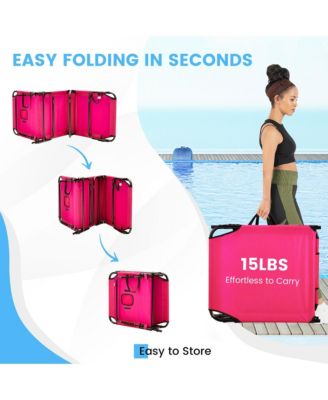 5-Position Lounge Chair Adjustable Beach Chaise w/ Face Cavity & Pillows