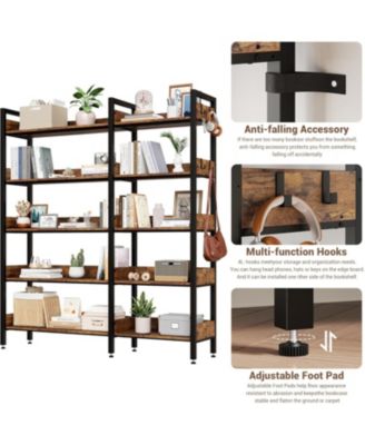 Convertible 5-Tier Corner Bookshelf with L-Shaped Industrial Design for Home Office, Living Room, or Study