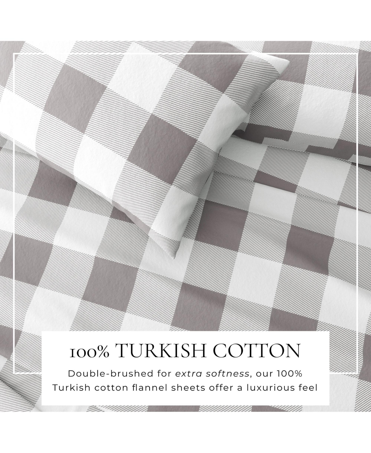 Linery & Co. 100% Turkish Cotton Flannel Printed Sheet Set - Buffalo check