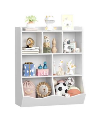 Toy Storage Cabinet, Three-Tier Kids Bookshelf and Bookcase for Storage Books and Toys Shelf with Cubby Organizer for Bedroom and Playroom